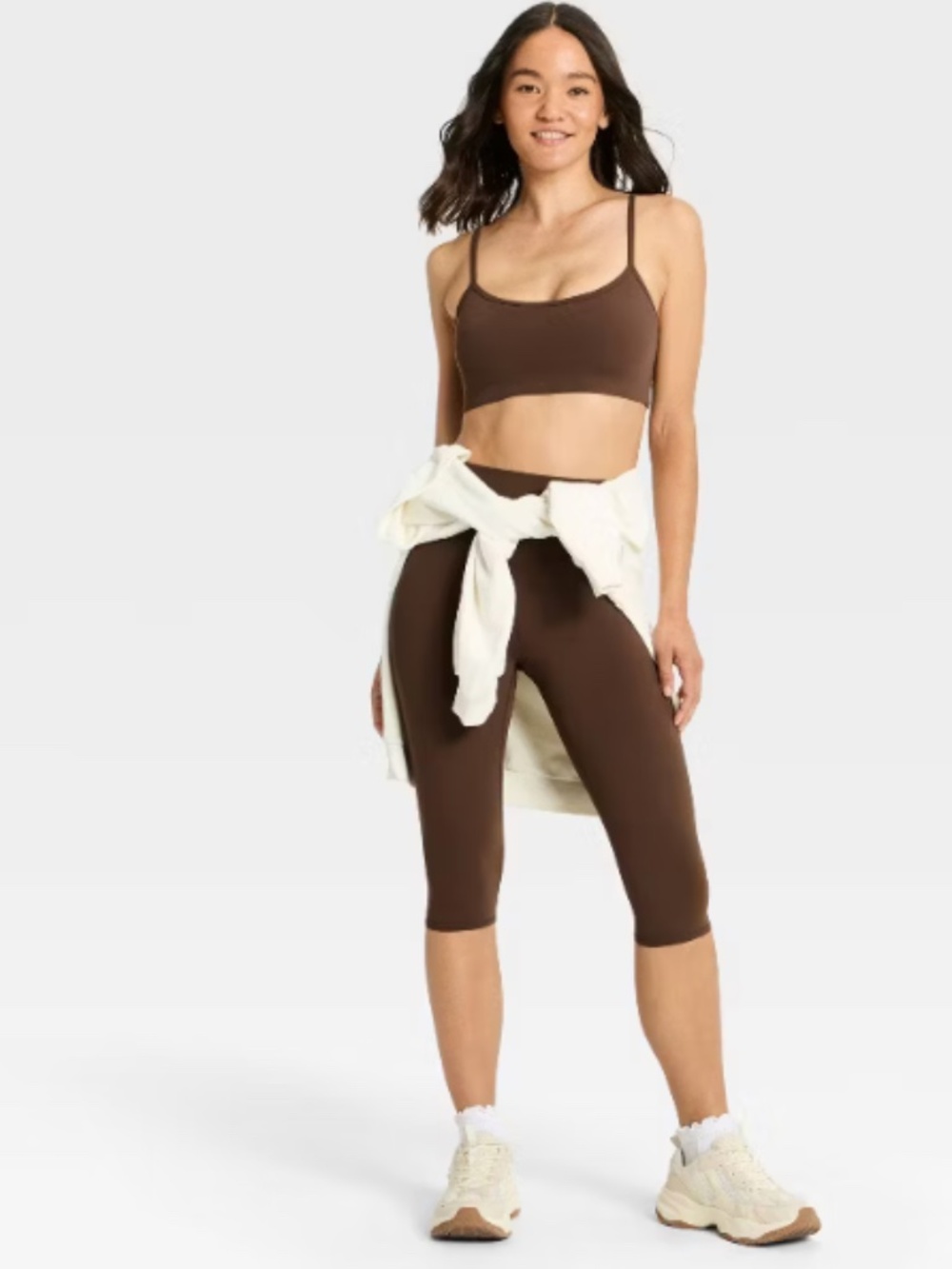 Joylab Womens Active Cami and Below Knee Capri Chocolate Martini Size M